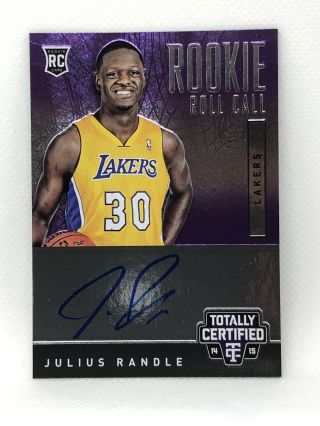 Julius Randle /249 Rookie Auto 2014 - 15 Totally Certified Rookie Roll Call Lakers