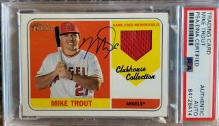 Angels Mike Trout Signed 2018 Topps Heritage Relic G/u Jersey Card Psa Encap