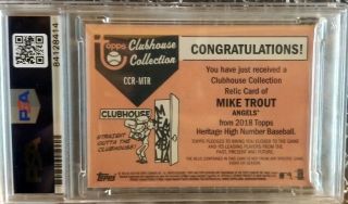 ANGELS MIKE TROUT SIGNED 2018 TOPPS HERITAGE RELIC G/U JERSEY CARD PSA ENCAP 2