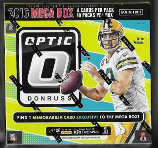2016 Panini Donruss Optic Mega Box 10 Packs 1 Memorabilia Card Per Box