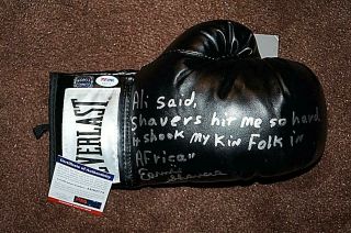 Boxing Ernie Shavers Signed Everlast Glove.  Shavers Holo Psa