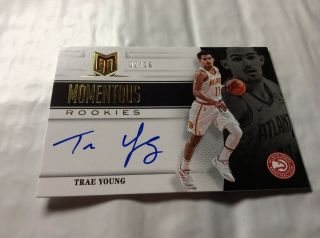 2018 - 19 Trae Young Momentous Gold Auto 02/10.  Panini Chronicles Hawks Rc.