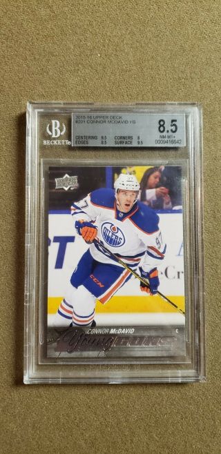 2015 16 Upper Deck Young Guns Connor Mcdavid Rc Rookie 201 Bgs 8.  5