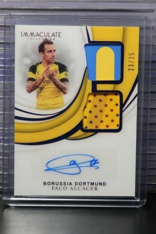 2018 - 19 Immaculate Paco Alcacer Dual Match Worn Patch Auto Autograph 23/25 Jla