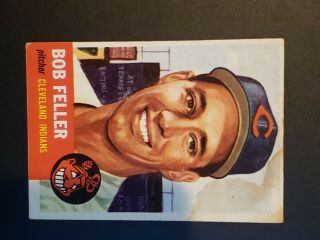 1953 Topps Baseball - 54 Bob Feller,  Cleveland Indians Hof Ex/mt No Creases Stain