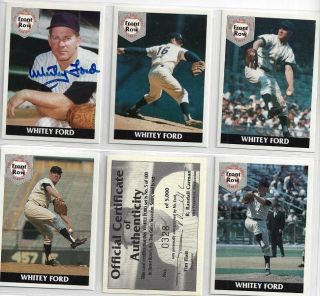 1992 Front Row Whitey Ford Autographed 5 Card Set With