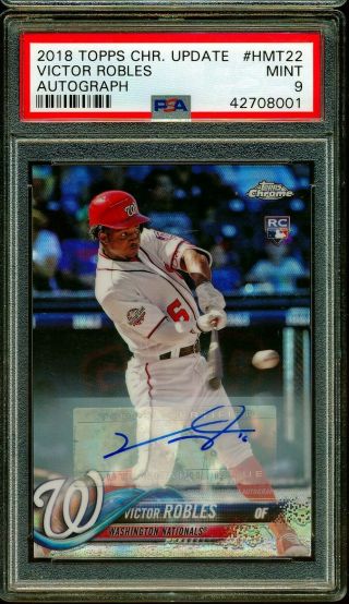 2018 Topps Chrome Update Hmt22 Victor Robles Refractor Rc Rookie Auto Psa 9