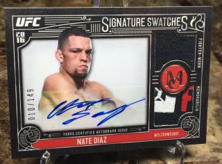 2016 Topps Ufc/museum Nate Diaz (10/149) (dual Relic) Auto/signed Card