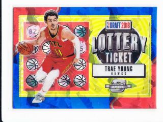 2018 - 19 Contenders Optic Lottery Ticket Trae Young Blue Cracked Ice Rc