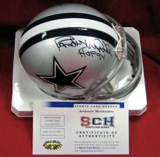 Randy White Signed Autograph Dallas Cowboys Mini Helmet W/hof 94 - Sch Auth