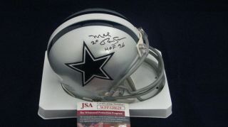 Mel Renfro Signed Autograph Dallas Cowboys Mini Helmet W/hof 96 - Jsa Witness