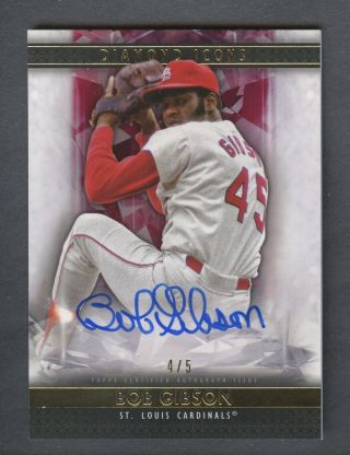 2019 Topps Diamond Icons Red Bob Gibson Hof Signed Auto 4/5 Cardinals