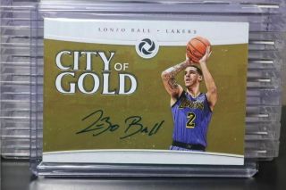 2018 - 19 Opulence Lonzo Ball City Of Gold Auto Autograph 67/79 Lakers Jw