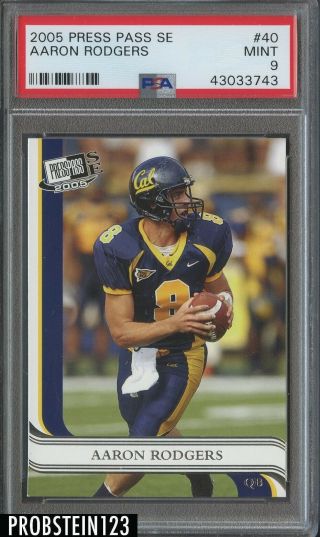 2005 Press Pass Se 40 Aaron Rodgers Green Bay Packers Rc Rookie Psa 9