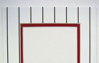 Picture Framing Mat 8x10 For 5x7 Photo Baseball White & Black Pinstripe And Red