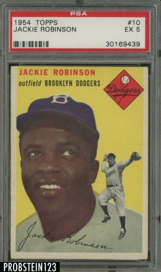 Jackie Robinson 1954 Topps Baseball 10 Psa 5 Ex Brookyln Dodgers Hof