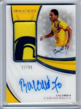 Carlos Bacca 2018 - 19 Panini Immaculate Patch Auto 22/99 Sp Colombia