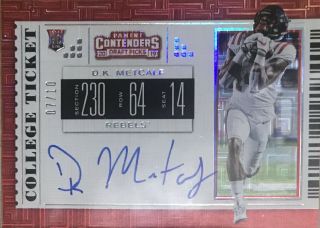 D.  K.  Metcalf Autographed Signed 2019 Contenders Draft Picks Rookie Card 7/10 Nfl