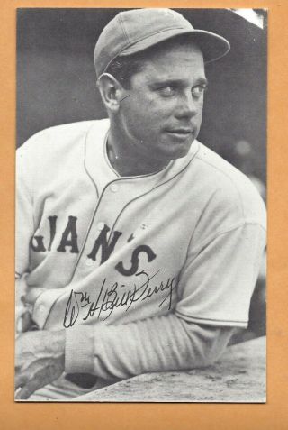 Bill Terry - Signed,  Autographed 1973 Tcma Picture Postcard - - - Giants