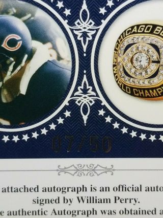 The Refrigerator ' 10 National Treasures William Perry Chicago Bears AUTO /50 2