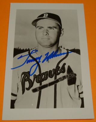 Rare Tommy Holmes Signed Autograph 4 X 6 Photo Dodgers Boston Braves Auto