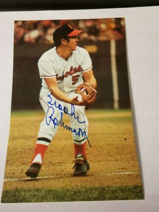 Brooks Robinson Autographed 5.  5 " X3.  5 " Color Cut Photo From Book