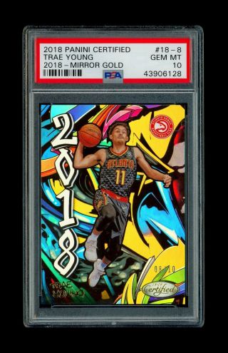 Pop 1 Trae Young 2018 - 19 Panini Certified Mirror Gold Rookie Rc /10 Psa 10 Gem