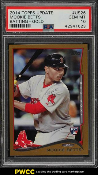 2014 Topps Update Gold Mookie Betts Rookie Rc /2014 Us26 Psa 10 Gem (pwcc)