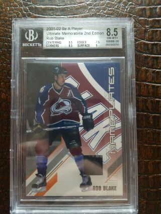 Rob Blake 2001 - 02 Be A Player Um 2nd Ed.  40/40 Bgs 8.  5 Nm - Mt,  Game - Jersey.
