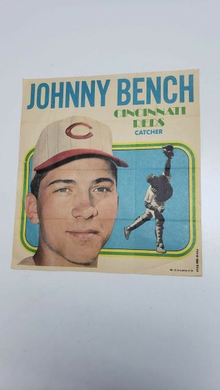 1970 Topps Reds Johnny Bench Baseball Poster Insert No.  11