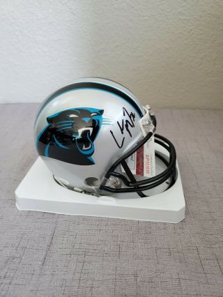 Christian Mccaffrey Signed Carolina Panthers Mini Helmet Hologram Pic