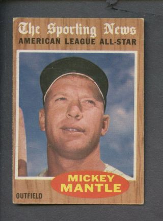 1962 Topps All Star 471 Mickey Mantle York Yankees Hof