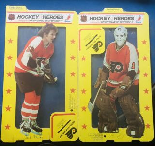 Bobby Clarke & Bernie Parent 1975 Heroes Stand - Ups 8.  75x16 Nhl Hockey Flyers Nip