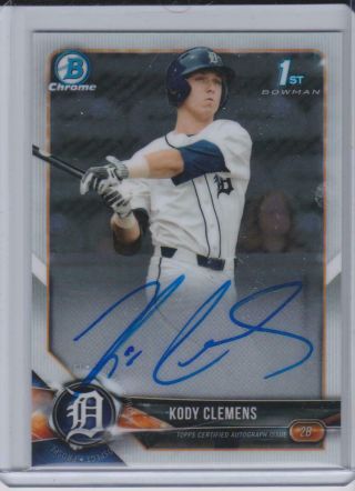 Kody Clemens 2018 Bowman Draft 1st Prospect Autograph Detroit Tigers