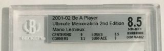 2001 - 02 BAP Ultimate Memorabilia All - Star History 37 Mario Lemieux /40 BGS 8.  5 3