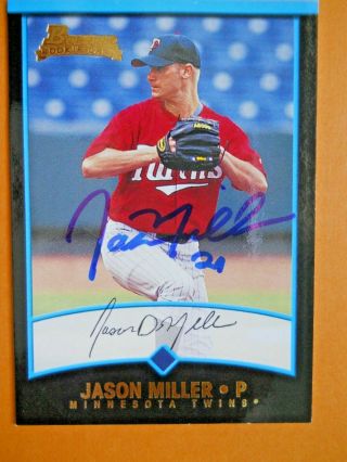 Jason Miller,  2001 Bowman Rc Autographed Baseball Card 331,  Twins,  Pitcher