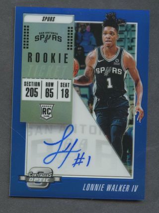 2018 - 19 Contenders Optic Rookie Ticket Blue Lonnie Walker Iv Rc Auto 6/99