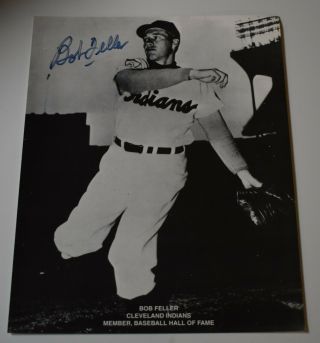 Authentic Bob Feller Cleveland Indians Signed Photo 8 X 10