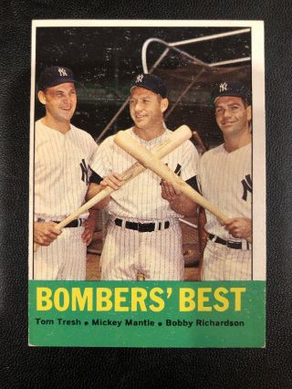 1963 Topps Mickey Mantle/ Bobby Richardson/ Tom Tresh York Yankees 173.