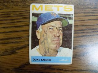 1964 Topps 155 Duke Snider York Mets Hall Of Fame Signed Autographed