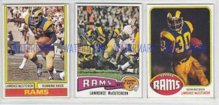 3 Lawrence Mccutcheon Los Angeles Rams 1974 1975 1976 Aceo Custom Cards,  Backs