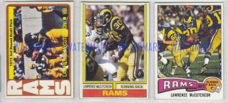 3 Lawrence Mccutcheon Los Angeles Rams 1972 1974 1975 Aceo Custom Cards,  Backs