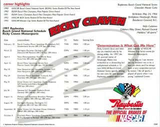 NASCAR Ricky Craven Signed 8x10 Photograph Hero Card Raybestos Racing 2