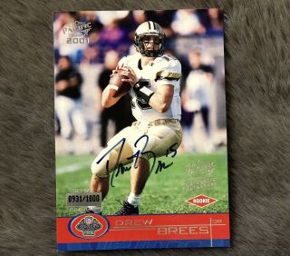 2001 Pacific Football Drew Brees Rookie Rc Auto /1000