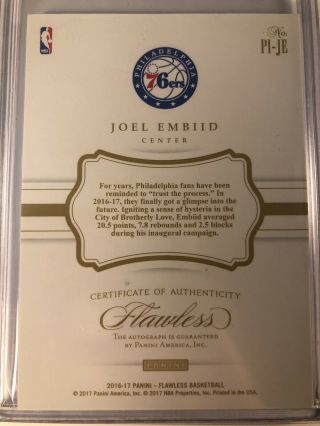 Joel Embiid 16/17 Flawless Premium Ink Auto Autograph 15/25 2