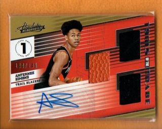 Anfernee Simons 2018 - 19 Absolute Rookie Tools Of The Trade 3 Swatch Rc Auto /149