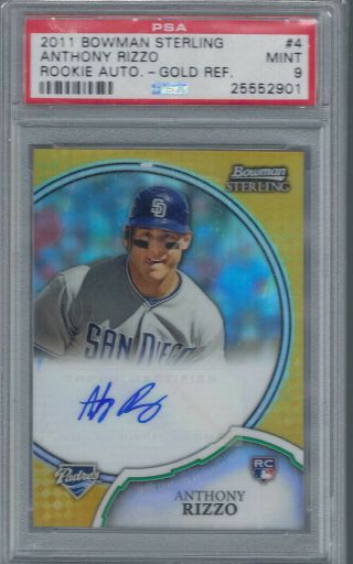 Anthony Rizzo 2011 Bowman Sterling Gold Refractor Auto Rc /50 Cubs Psa 9