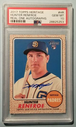 2017 Topps Heritage Hr Hunter Renfroe Rc Psa 10 Real One Auto