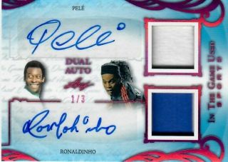 2019 Leaf In The Game Pele & Ronaldinho Red Dual Auto Autograph Memorabilia