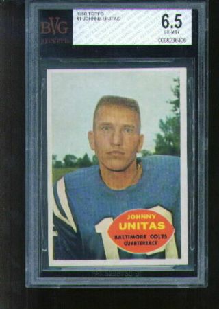 1960 Topps Football 001 Johnny Unitas Bvg 6.  5 Baltimore Colts Hof